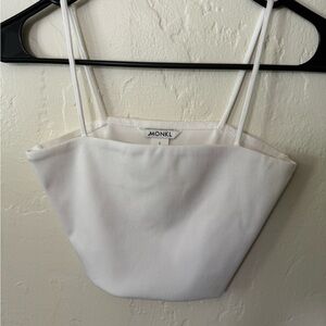 Monkl White Ribbed Crop Tank